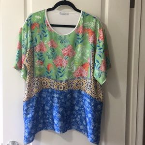 Silky tunic from Zara. Pretty colors. Skims hips.